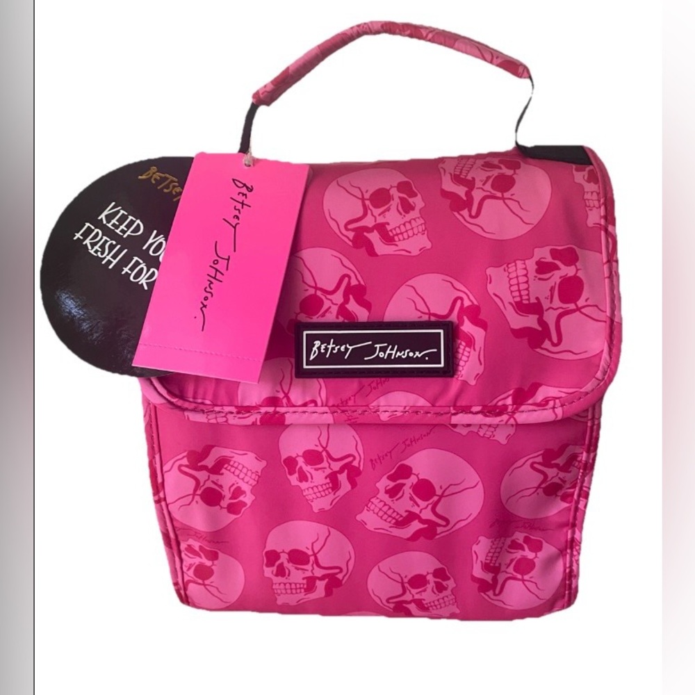 Betsey Johnson Hot Pink Skull Lunch Tote